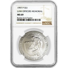 1997 P $1 Law Officers Memorial Commemorative Silver Dollar NGC MS69