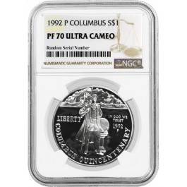 1992 P $1 Columbus Quincentenary Commemorative Silver Dollar NGC PF70 UC