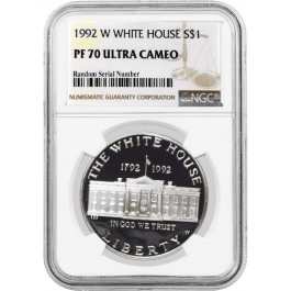 1992 W $1 White House 200th Anniversary Commemorative Silver Dollar NGC PF70 UC