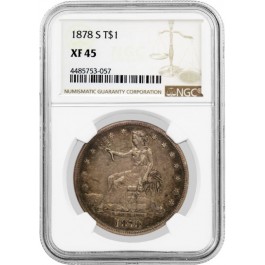 1878 S $1 Trade Dollar Silver NGC XF45 Extremely Fine Circulated Coin