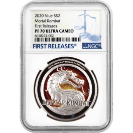 2020 $2 Niue Proof Mortal Kombat Colorized Coin 1 oz .999 Silver NGC PF70 UC FR