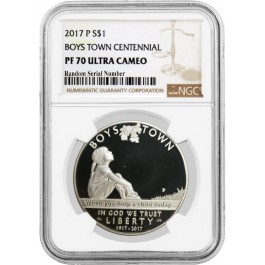 2017 P $1 Boys Town Centennial Commemorative Silver Dollar NGC PF70 UC