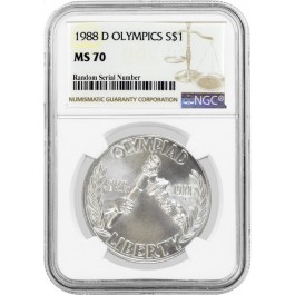1988 D $1 Seoul Olympiad Commemorative Silver Dollar NGC MS70
