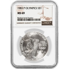 1983 P $1 Los Angeles Olympics Commemorative Silver Dollar NGC MS69 1983 P $1 Los Angeles Olympics Commemorative Silver Dollar NGC MS69