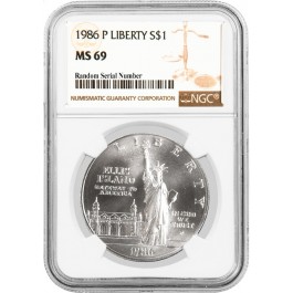 1986 P $1 Statue Of Liberty Centennial Commemorative Silver Dollar NGC MS69