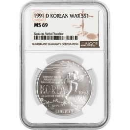 1991 D Korean War Memorial BU Silver Dollar $1 Brilliant Uncirculated US Mint 