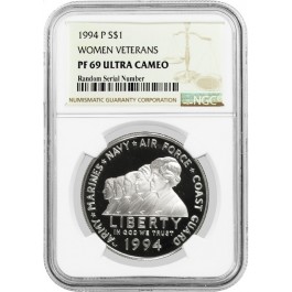 1994 P $1 Women Veterans Memorial Commemorative Silver Dollar NGC PF69 UC