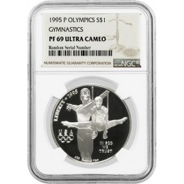 1995 P $1 XXVI Olympics Gymnastics Commemorative Silver Dollar NGC PF69 UC