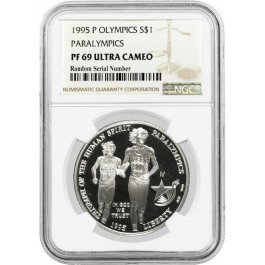 1995 P $1 XXVI Olympics Paralympics Commemorative Silver Dollar NGC PF69 UC