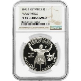 1996 P $1 XXVI Olympics Paralympics Commemorative Silver Dollar NGC PF69 UC