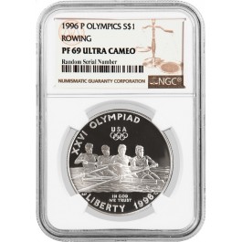 1996 P $1 XXVI Olympics Rowing Commemorative Silver Dollar NGC PF69 UC
