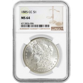 1885 CC $1 Morgan Silver Dollar NGC MS64
