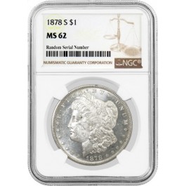 1878 S $1 Morgan Silver Dollar NGC MS62 Uncirculated Mint State Coin