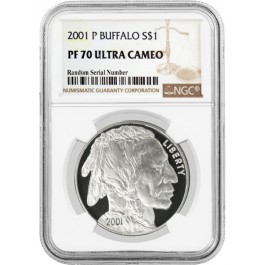 2001 P $1 American Buffalo Commemorative Silver Dollar NGC PF70 UC