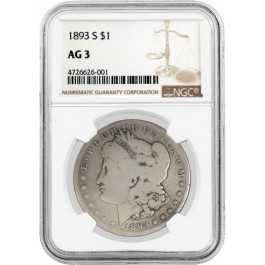 1893 S $1 Morgan Silver Dollar NGC AG3-