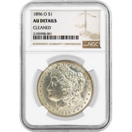 1896 O $1 Morgan Silver Dollar NGC AU Details Cleaned About Uncirculated Coin