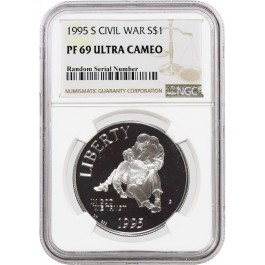 1995 S $1 Proof Civil War Commemorative Silver Dollar NGC PF69 Ultra Cameo