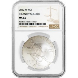 2012 W $1 Infantry Soldier Commemorative Silver Dollar NGC MS69