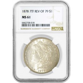 1878 7TF Reverse of 1879 $1 Morgan Silver Dollar NGC MS61 Uncirculated Coin