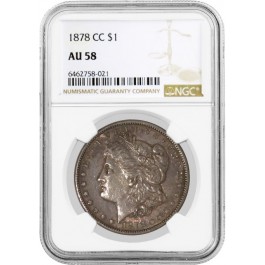 1878 CC $1 Morgan Silver Dollar NGC AU58 About Uncirculated Key Date Coin #021