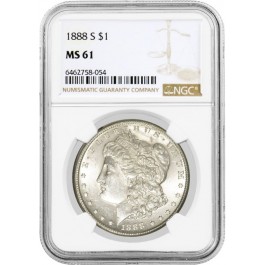 1888 S $1 Morgan Silver Dollar NGC MS61 Uncirculated Key Date Coin #054
