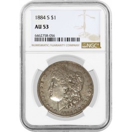 1884 S $1 Morgan Silver Dollar NGC AU53 About Uncirculated Key Date Coin #056