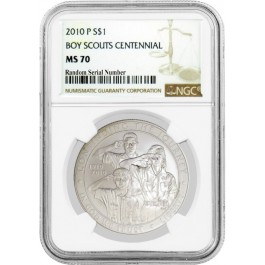 2010 P $1 Boy Scouts of America Commemorative Silver Dollar NGC MS70