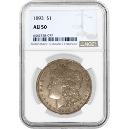 1893 $1 Morgan Silver Dollar NGC AU50 About Uncirculated Key Date Coin