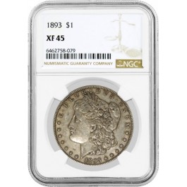 1893 $1 Morgan Silver Dollar NGC XF45 Extremely Fine Circulated Key Date Coin 79