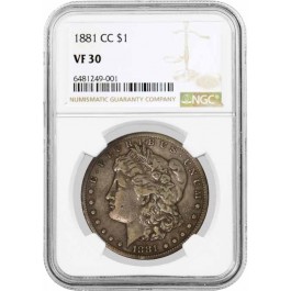 1881 CC Carson City $1 Morgan Silver Dollar NGC VF30 Very Fine Key Date Coin