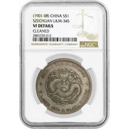 1901-08 L&M-345 $1 China Szechuan Kuang-hsu Dragon Silver Dollar NGC VF Details