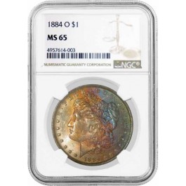 1884 O $1 Morgan Silver Dollar NGC MS65 Gem Uncirculated Toned Coin