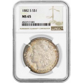1882 S $1 Morgan Silver Dollar NGC MS65 Gem Uncirculated Coin Toned