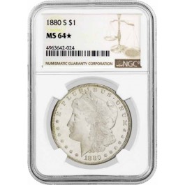 1880 S $1 Morgan Silver Dollar NGC MS64 Star Obverse Proof Like PL Coin