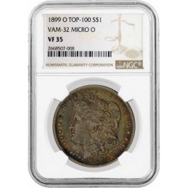 1899 O $1 Morgan Silver Dollar NGC VF35 Top 100 VAM 32 Micro O Toned Coin
