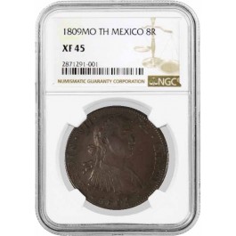 1809 MO TH 8 Reales Silver Mexico City Mint NGC XF45 Circulated Coin