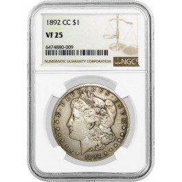 1892 CC Carson City $1 Morgan Silver Dollar NGC VF25 Circulated Key Date Coin