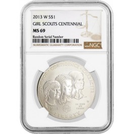 2013 W $1 Girl Scouts Commemorative Silver Dollar NGC MS69