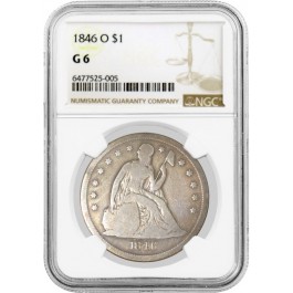 1846 O $1 Seated Liberty Silver Dollar NGC G6 Good Circulated Coin