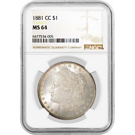 1881 CC Carson City $1 Morgan Silver Dollar NGC MS64 Brilliant Uncirculated Coin