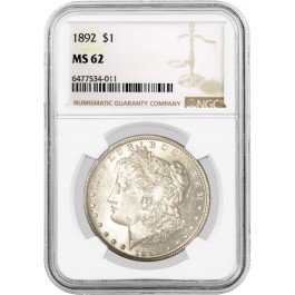 1892 $1 Morgan Silver Dollar NGC MS62 Uncirculated Key Date Coin