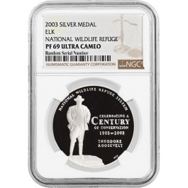 2003 Elk National Wildlife Refuge System Centennial 90% Silver Medal NGC PF69 UC