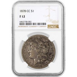 1878 CC Carson City $1 Morgan Silver Dollar NGC F12 Fine Key Date Coin #002
