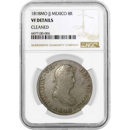 1818 MO JJ Mexico City Mint 8 Reales Silver Ferdinand VII NGC VF Details Cleaned