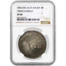 1846/2 NG AE Guatemala Central American Republic 8 Reales Silver NGC XF40 Circulated Coin