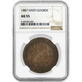 1887 Republic Of Haiti Gourde Silver NGC AU55 About Uncirculated Coin