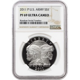 2011 P $1 U.S. Army Commemorative Silver Dollar NGC PF69 UC