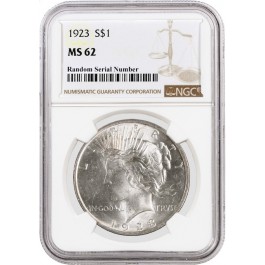 1923 $1 Silver Peace Dollar NGC MS62