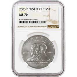 2003 P $1 First Flight Centennial Commemorative Silver Dollar NGC MS70