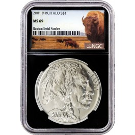 2001 D $1 American Buffalo Commemorative Silver Dollar NGC MS69 Black Retro 